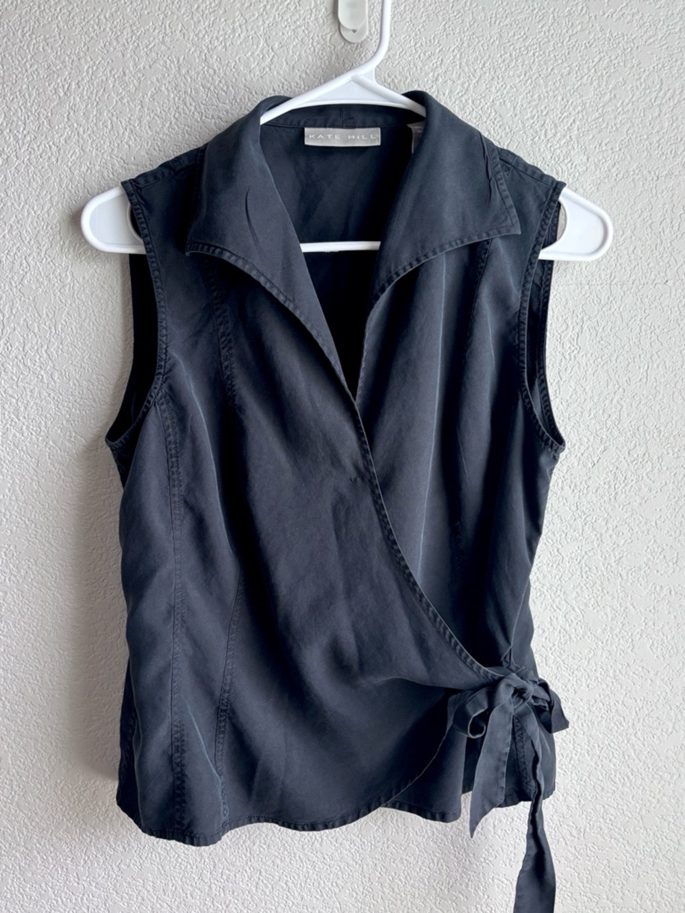 Kate Hill Silk Sleeveless Wrap Blouse Tank Top Shirt Women’s Large 100% Silk